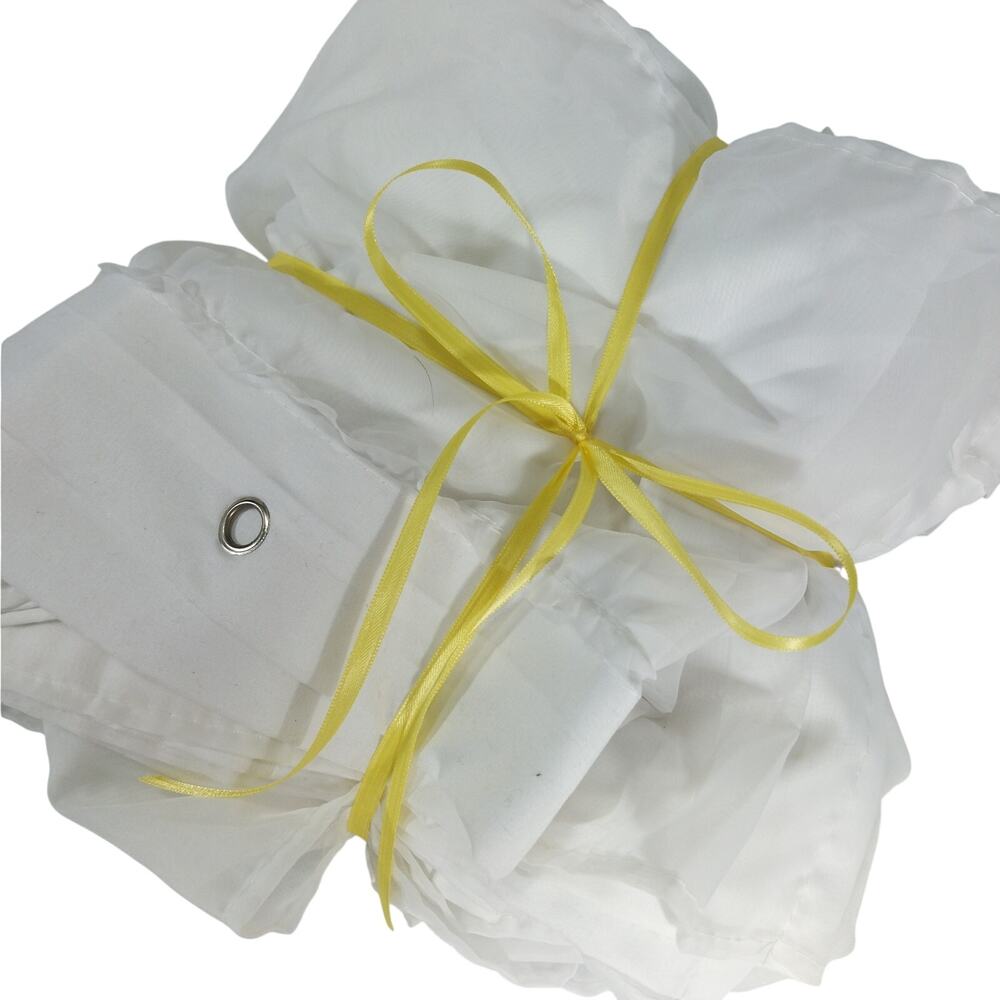 GORGEOUS PURE WHITE RUFFLED/TIERED CHIFFON FLOUNCY SHOWER CURTAIN! 72" X 72"